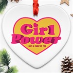 Girl Power Heart Shaped Typographic Design Quote Heart Ornament Front