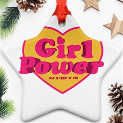 Girl Power Heart Shaped Typographic Design Quote Star Ornament