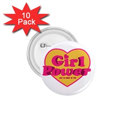 Girl Power Heart Shaped Typographic Design Quote 1 75  Button (10 Pack) by dflcprints