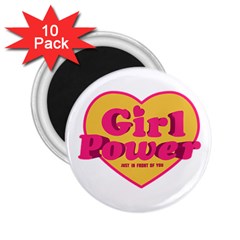 Girl Power Heart Shaped Typographic Design Quote 2 25  Button Magnet (10 Pack) by dflcprints