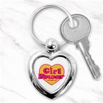 Girl Power Heart Shaped Typographic Design Quote Key Chain (Heart) Front