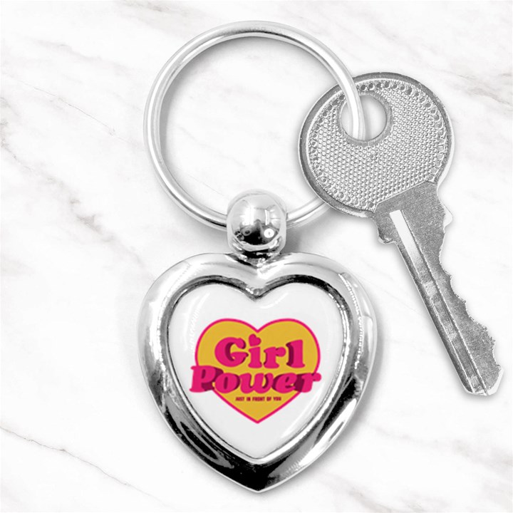 Girl Power Heart Shaped Typographic Design Quote Key Chain (Heart)