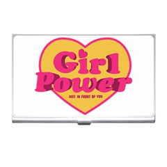 Girl Power Heart Shaped Typographic Design Quote Business Card Holder by dflcprints