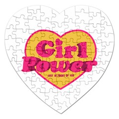 Girl Power Heart Shaped Typographic Design Quote Jigsaw Puzzle (heart) by dflcprints