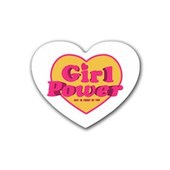 Girl Power Heart Shaped Typographic Design Quote Drink Coasters 4 Pack (heart)  by dflcprints