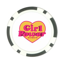 Girl Power Heart Shaped Typographic Design Quote Poker Chip by dflcprints