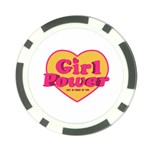 Girl Power Heart Shaped Typographic Design Quote Poker Chip Front