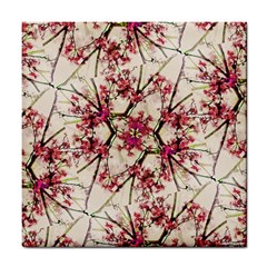 Red Deco Geometric Nature Collage Floral Motif Ceramic Tile