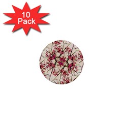 Red Deco Geometric Nature Collage Floral Motif 1  Mini Button (10 Pack) by dflcprints