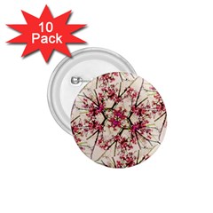 Red Deco Geometric Nature Collage Floral Motif 1 75  Button (10 Pack)