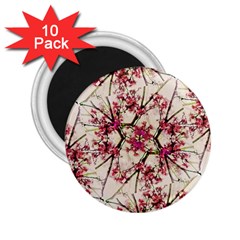 Red Deco Geometric Nature Collage Floral Motif 2 25  Button Magnet (10 Pack)