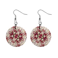 Red Deco Geometric Nature Collage Floral Motif Mini Button Earrings by dflcprints