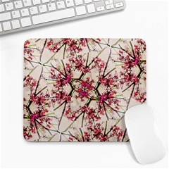 Red Deco Geometric Nature Collage Floral Motif Large Mouse Pad (rectangle)