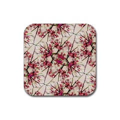 Red Deco Geometric Nature Collage Floral Motif Drink Coaster (square)