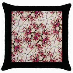 Red Deco Geometric Nature Collage Floral Motif Black Throw Pillow Case by dflcprints