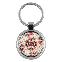 Red Deco Geometric Nature Collage Floral Motif Key Chain (round)