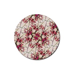 Red Deco Geometric Nature Collage Floral Motif Drink Coaster (round)