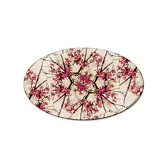 Red Deco Geometric Nature Collage Floral Motif Sticker (oval) by dflcprints