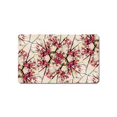 Red Deco Geometric Nature Collage Floral Motif Magnet (name Card) by dflcprints