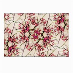 Red Deco Geometric Nature Collage Floral Motif Postcard 4 x 6  (10 Pack) by dflcprints