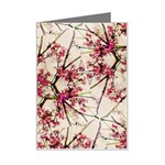 Red Deco Geometric Nature Collage Floral Motif Mini Greeting Card Left