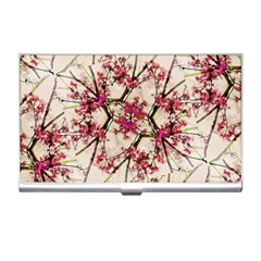 Red Deco Geometric Nature Collage Floral Motif Business Card Holder