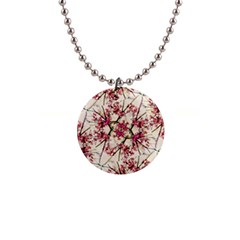 Red Deco Geometric Nature Collage Floral Motif Button Necklace by dflcprints