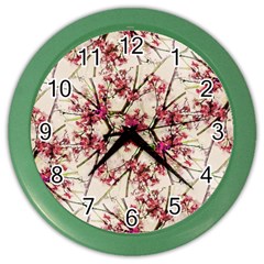 Red Deco Geometric Nature Collage Floral Motif Wall Clock (color)