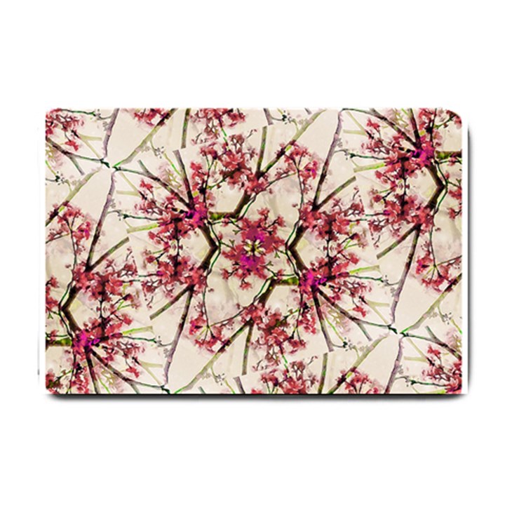 Red Deco Geometric Nature Collage Floral Motif Small Door Mat