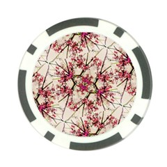 Red Deco Geometric Nature Collage Floral Motif Poker Chip