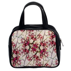 Red Deco Geometric Nature Collage Floral Motif Classic Handbag (two Sides)