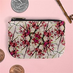 Red Deco Geometric Nature Collage Floral Motif Coin Change Purse