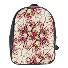 Red Deco Geometric Nature Collage Floral Motif School Bag (large) by dflcprints