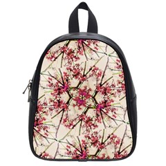 Red Deco Geometric Nature Collage Floral Motif School Bag (small) by dflcprints