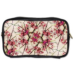 Red Deco Geometric Nature Collage Floral Motif Travel Toiletry Bag (two Sides) by dflcprints