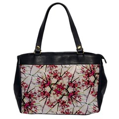 Red Deco Geometric Nature Collage Floral Motif Oversize Office Handbag (one Side)