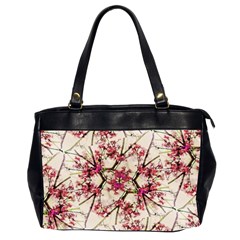 Red Deco Geometric Nature Collage Floral Motif Oversize Office Handbag (two Sides) by dflcprints