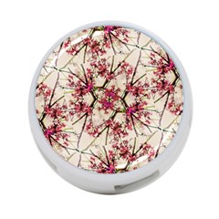 Red Deco Geometric Nature Collage Floral Motif 4-port Usb Hub (one Side)