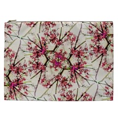 Red Deco Geometric Nature Collage Floral Motif Cosmetic Bag (xxl)