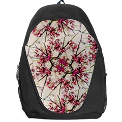 Red Deco Geometric Nature Collage Floral Motif Backpack Bag by dflcprints