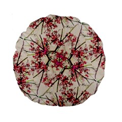 Red Deco Geometric Nature Collage Floral Motif 15  Premium Round Cushion  by dflcprints