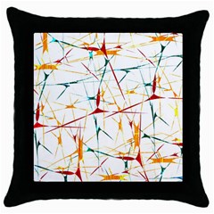 Colorful Splatter Abstract Shapes Black Throw Pillow Case