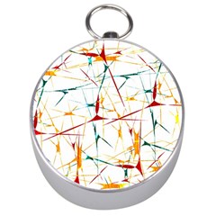 Colorful Splatter Abstract Shapes Silver Compass