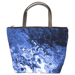 Blue Waves Abstract Art Bucket Handbag by LokisStuffnMore