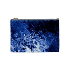 Blue Waves Abstract Art Cosmetic Bag (medium)