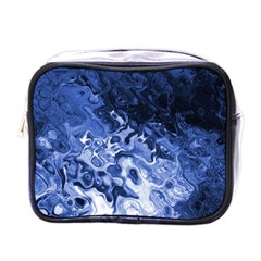 Blue Waves Abstract Art Mini Travel Toiletry Bag (one Side)