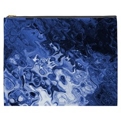 Blue Waves Abstract Art Cosmetic Bag (xxxl) by LokisStuffnMore