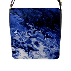 Blue Waves Abstract Art Flap Closure Messenger Bag (large)