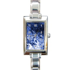 Blue Waves Abstract Art Rectangular Italian Charm Watch by LokisStuffnMore