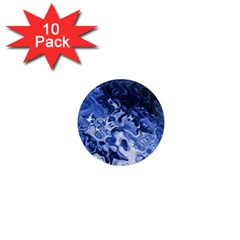 Blue Waves Abstract Art 1  Mini Button Magnet (10 Pack)